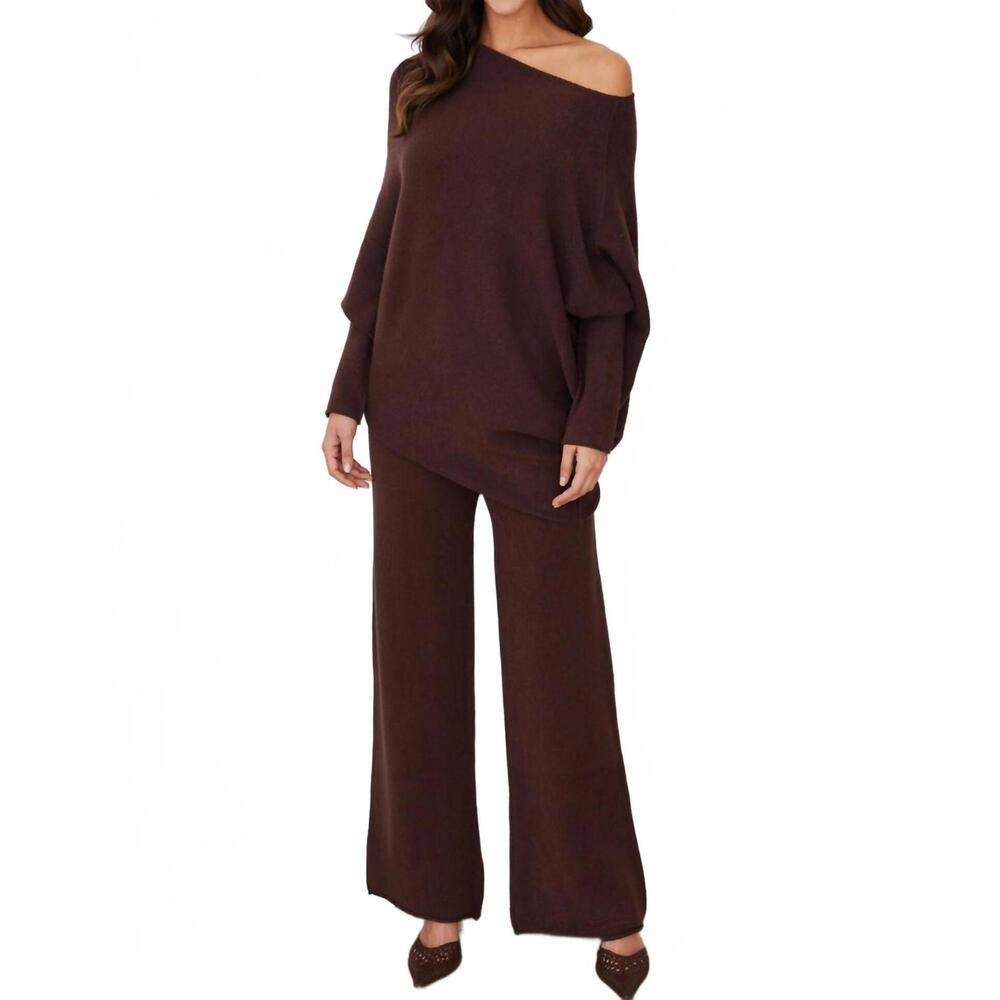 NEW MILIO MILANO knit cozy flared pant in chocolate